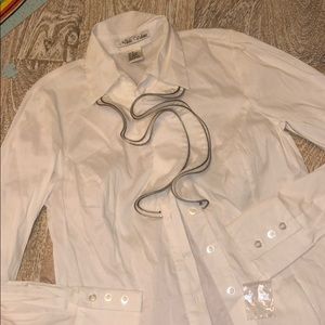 Nikki Valenti blouse white ruffle NWOT size 4